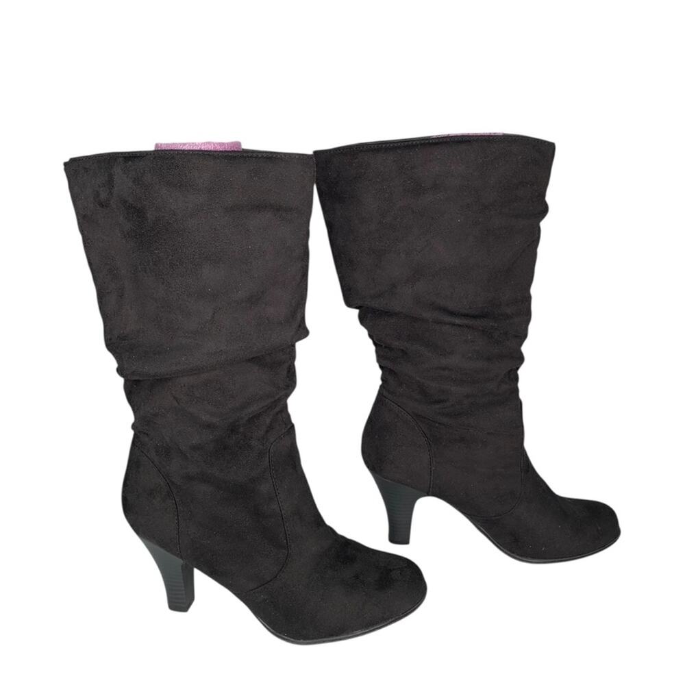 Jaclyn Smith NWT Tiana High Heel Boots Extended Calf  Black Size 8